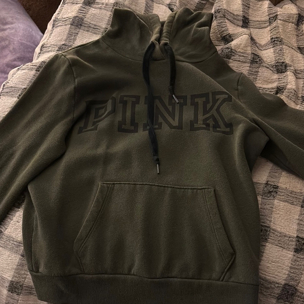 PINK Olive Green Hoodie
